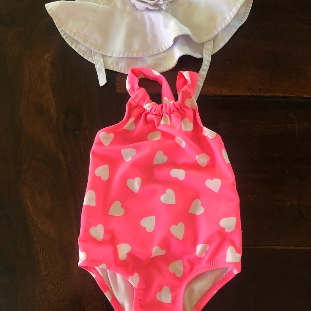 Carters Bathing suit and Summer Hat 9 mo